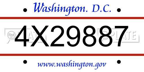 4X29887 District Of Columbia License Plate