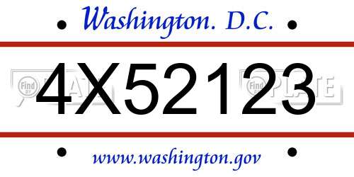 4X52123 District Of Columbia License Plate