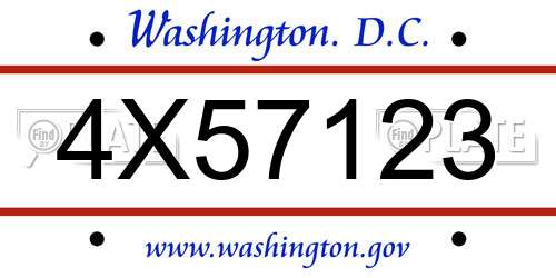 4X57123 District Of Columbia License Plate