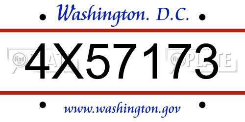4X57173 District Of Columbia License Plate