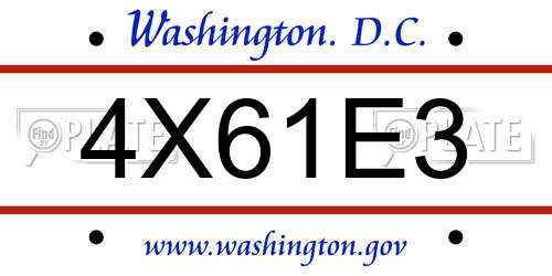 4X61E3 District Of Columbia License Plate