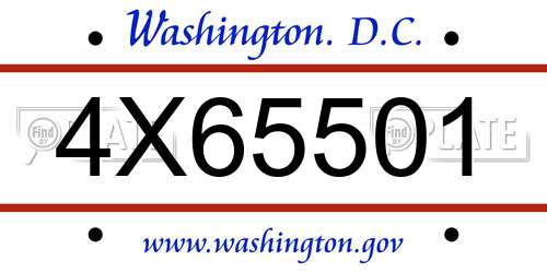 4X65501 District Of Columbia License Plate