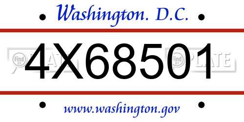 4X68501 District Of Columbia License Plate