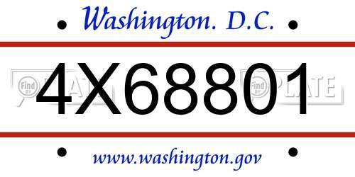 4X68801 District Of Columbia License Plate