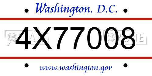 4X77008 District Of Columbia License Plate