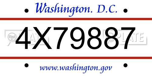 4X79887 District Of Columbia License Plate