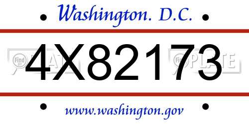 4X82173 District Of Columbia License Plate