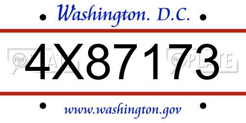 4X87173 District Of Columbia License Plate