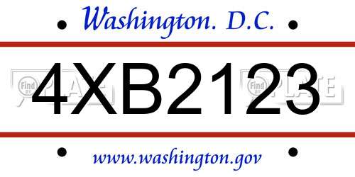 4XB2123 District Of Columbia License Plate