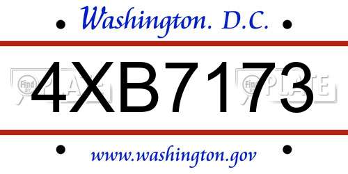 4XB7173 District Of Columbia License Plate