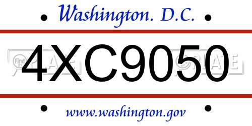 4XC9050 District Of Columbia License Plate