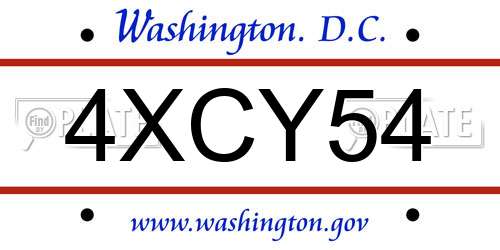 4XCY54 District Of Columbia License Plate
