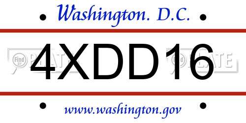 4XDD16 District Of Columbia License Plate