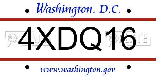 4XDQ16 District Of Columbia License Plate