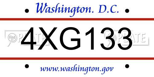 4XG133 District Of Columbia License Plate