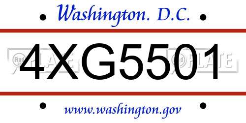 4XG5501 District Of Columbia License Plate