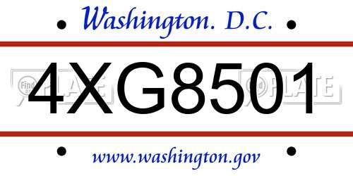 4XG8501 District Of Columbia License Plate
