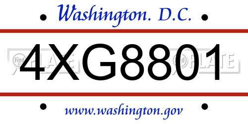 4XG8801 District Of Columbia License Plate