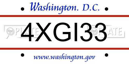 4XGI33 District Of Columbia License Plate