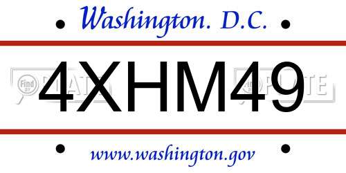 4XHM49 District Of Columbia License Plate