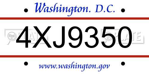 4XJ9350 District Of Columbia License Plate