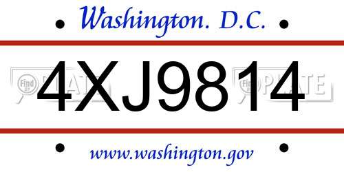 4XJ9814 District Of Columbia License Plate