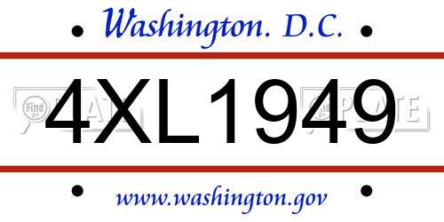 4XL1949 District Of Columbia License Plate