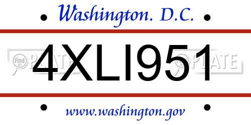4XLI951 District Of Columbia License Plate