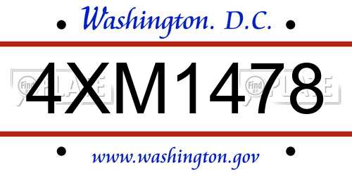 4XM1478 District Of Columbia License Plate