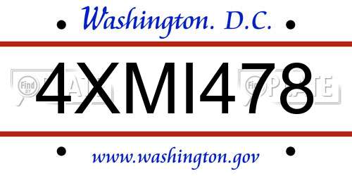 4XMI478 District Of Columbia License Plate