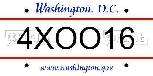 4XOO16 District Of Columbia License Plate