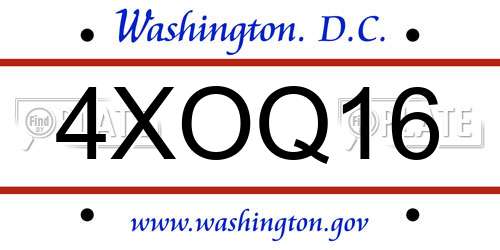 4XOQ16 District Of Columbia License Plate