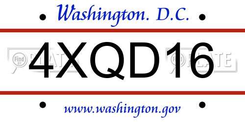 4XQD16 District Of Columbia License Plate