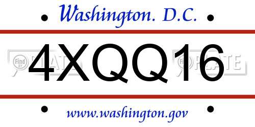 4XQQ16 District Of Columbia License Plate