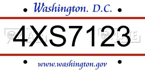 4XS7123 District Of Columbia License Plate