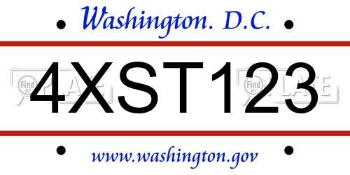 4XST123 District Of Columbia License Plate