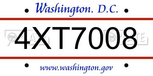 4XT7008 District Of Columbia License Plate