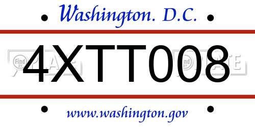 4XTT008 District Of Columbia License Plate