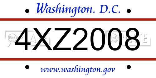 4XZ2008 District Of Columbia License Plate