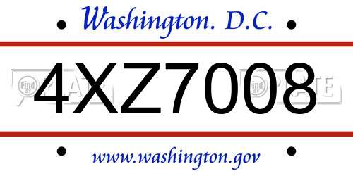 4XZ7008 District Of Columbia License Plate