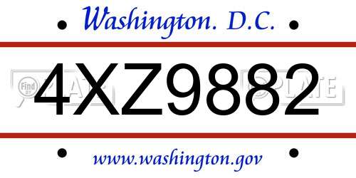 4XZ9882 District Of Columbia License Plate