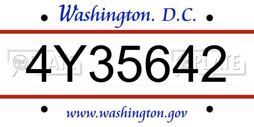 4Y35642 District Of Columbia License Plate