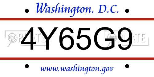 4Y65G9 District Of Columbia License Plate