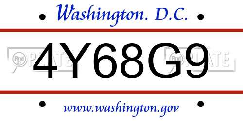 4Y68G9 District Of Columbia License Plate