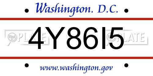 4Y86I5 District Of Columbia License Plate