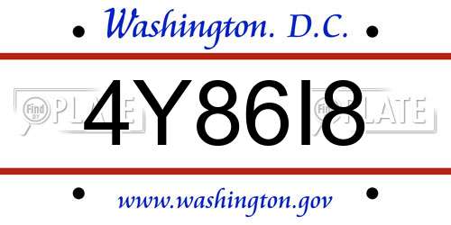 4Y86I8 District Of Columbia License Plate