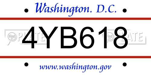 4YB618 District Of Columbia License Plate