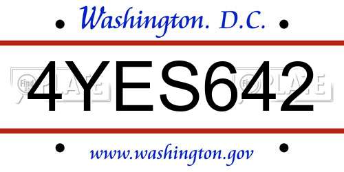 4YES642 District Of Columbia License Plate