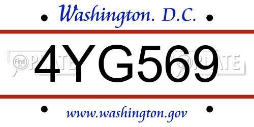 4YG569 District Of Columbia License Plate