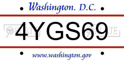 4YGS69 District Of Columbia License Plate